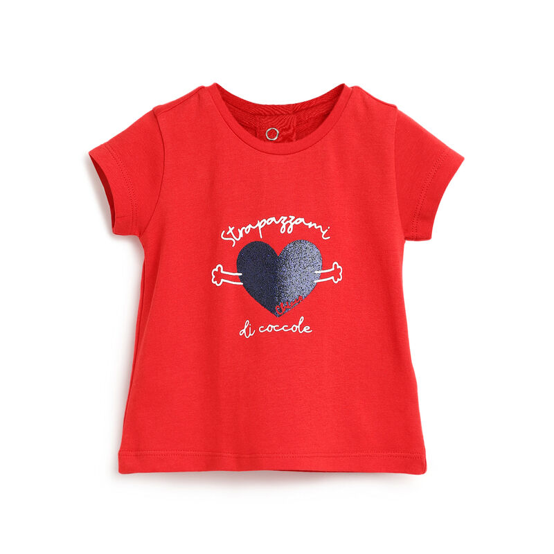 Girls Medium Red Printed Short Sleeve T-Shirt image number 0